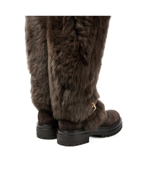Gianvito Rossi Black Shearling And Suede Snow Boots