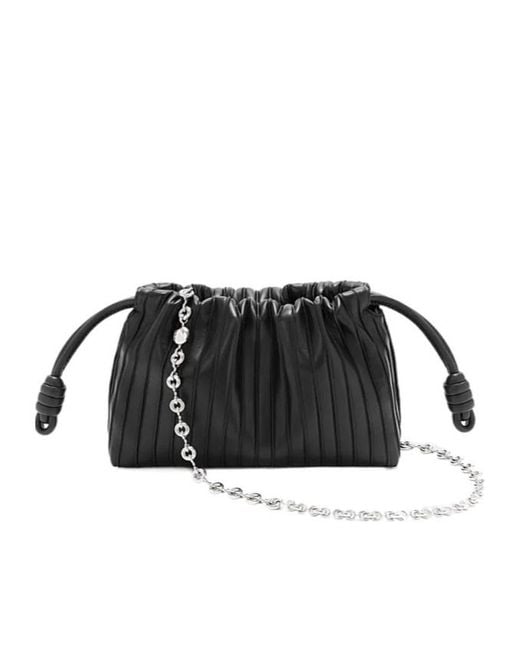 Loewe Black Mini Flamenco Pleats Purse