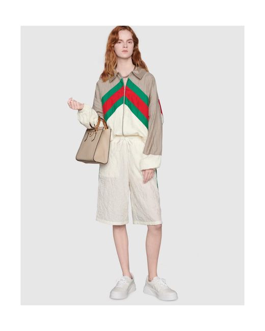 Gucci Natural Stripe Detail Nylon Shorts