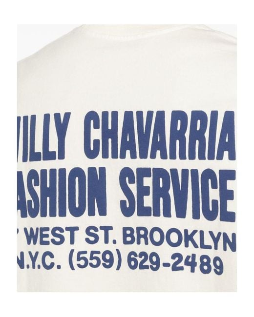 Willy Chavarria White Fashion Service Logo T-Shirt for men
