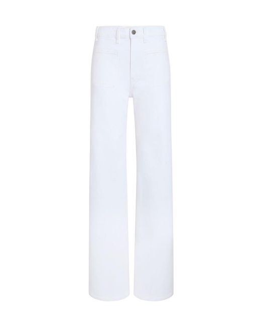 Khaite White Logo Patch Wide-Leg Jeans