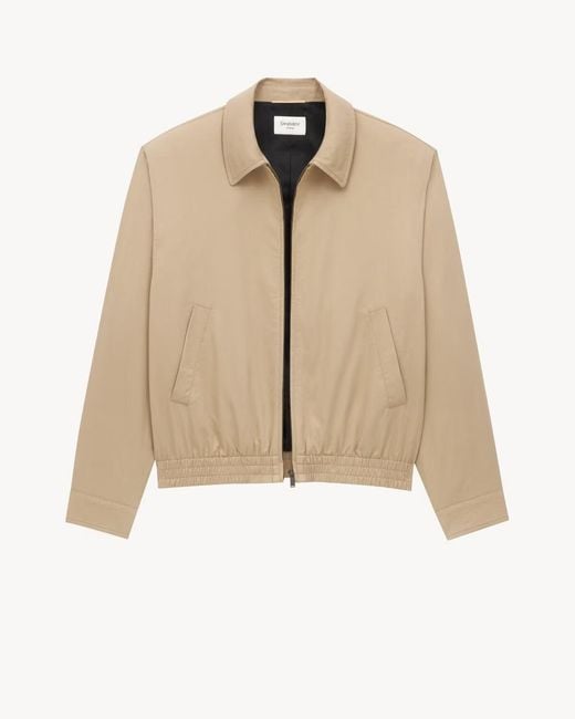 Saint Laurent Natural Zip-Up Long-Sleeved Jacket