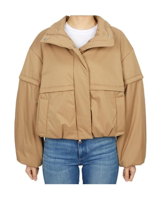 Max Mara Blue Long-Sleeved Cotton-Padded Jacket