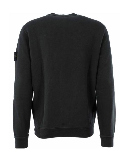 Stone Island Black Logo-Patch Crewneck Sweatshirt for men