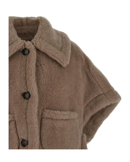 Max Mara Brown Teddy Short-Sleeve Cropped Jacket