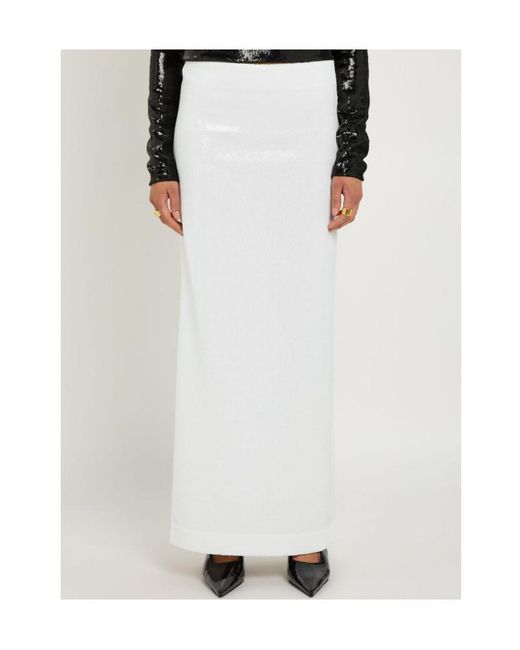 Totême White Sequin Midi Skirt