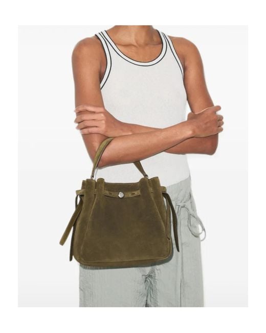 Tory Burch Green Romy Suede Bucket Bag