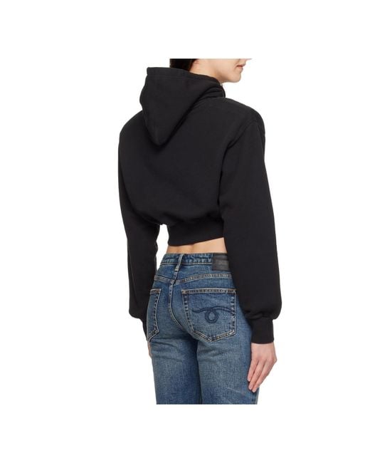 VAQUERA Black Cropped Logo Hoodie