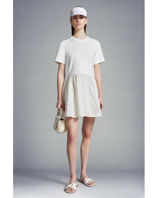 Moncler White Slim Fit Flared Mini Dress