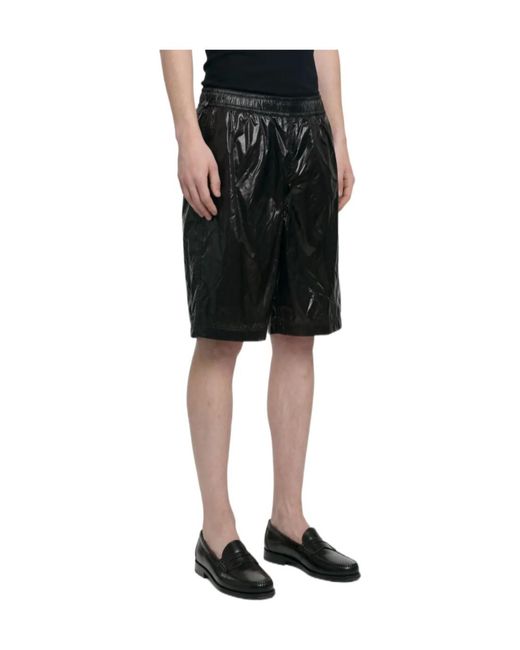 Herno Black Drawstring Elasticated-Waistband Shorts for men