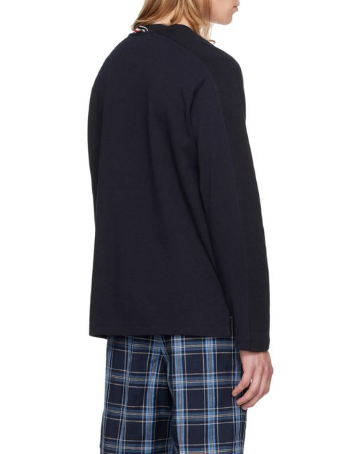 Thom Browne Blue Four-Bar Crewneck Sweatshirt for men