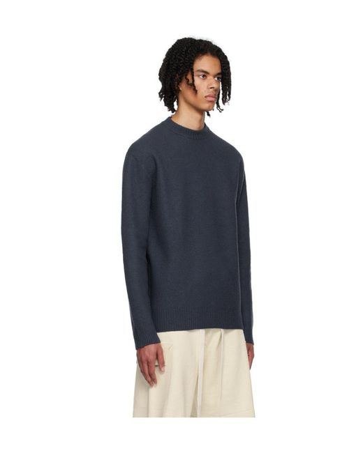 Jil Sander Blue Mock Neck Knitted Jumper for men