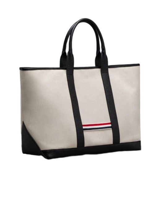 Thom Browne Black Medium Rwb Stripe Top Handle Bag for men
