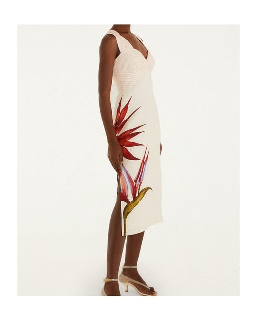 Farm Rio White Floral Twisted Strap Dress