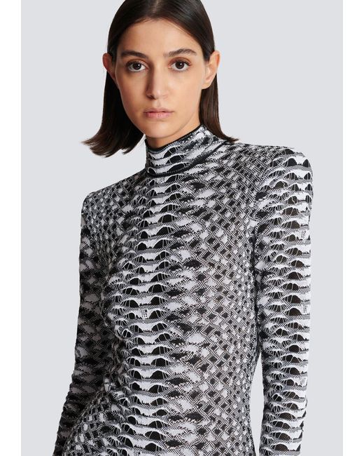 Balmain Multicolor Short Snakeskin Textured Knit Dress