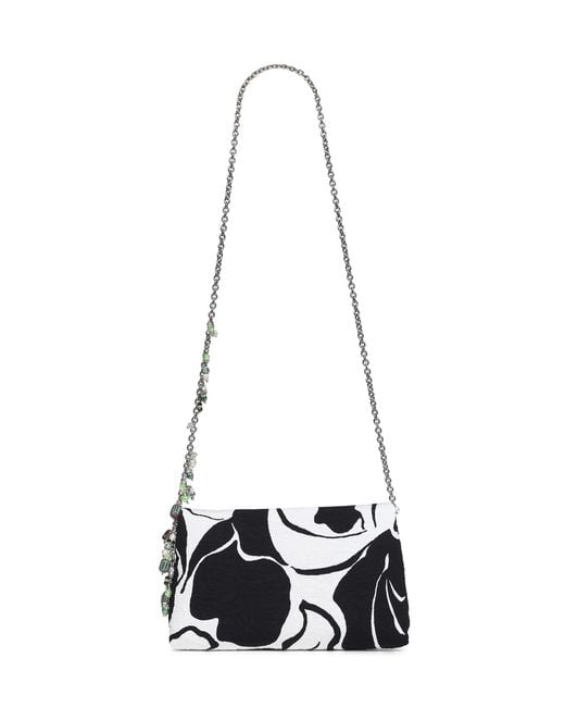 Dries Van Noten White Clutch Bag With Chain Shoulder Strap