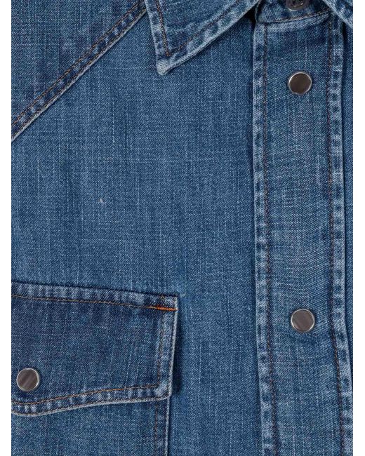 Dondup Blue Chest-Pocket Denim Shirt for men