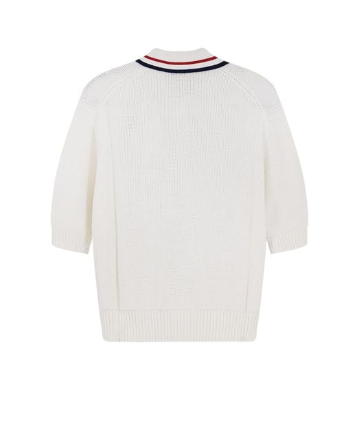 Brunello Cucinelli White Short Sleeve Striped Jumper