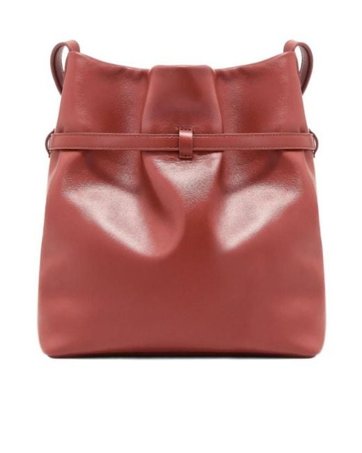 Emporio Armani Red Buckle-Detail Tote Bag