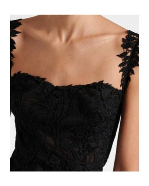 Oscar de la Renta Black Guipure Lace Bustier Gown