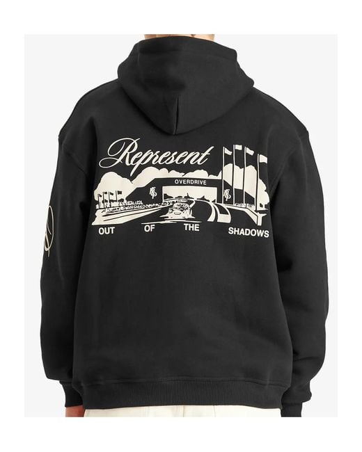 Represent Black Snap-Button Hooded Sweatshirt for men