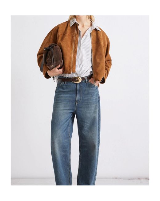 Marella Brown Suede Blouson Jacket