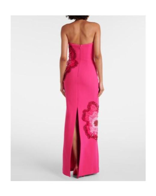 Rebecca Vallance Pink Layana Embellished Strapless Gown