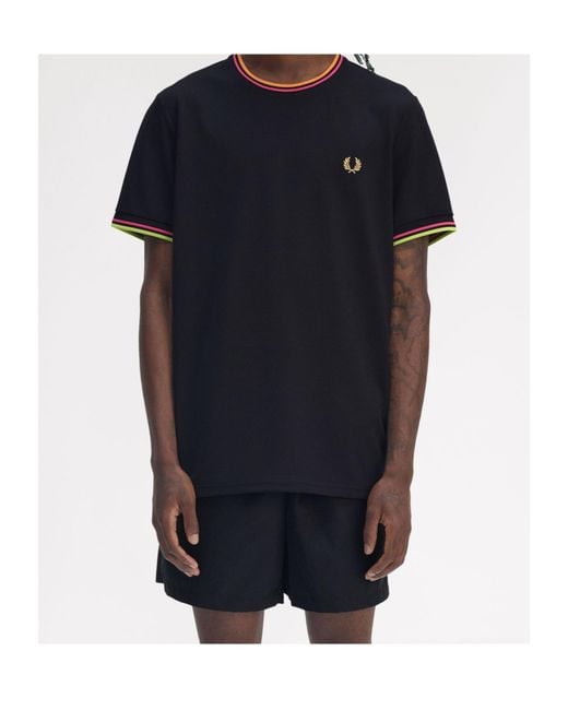 Fred Perry Black Twin Tipped Tennis T-Shirt for men