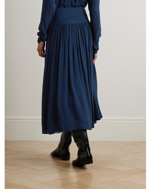 Joseph Blue Santos Pinstriped Midi Skirt