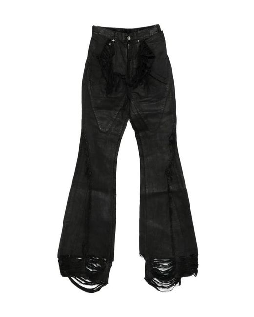 Rick Owens Black Frayed Jeans