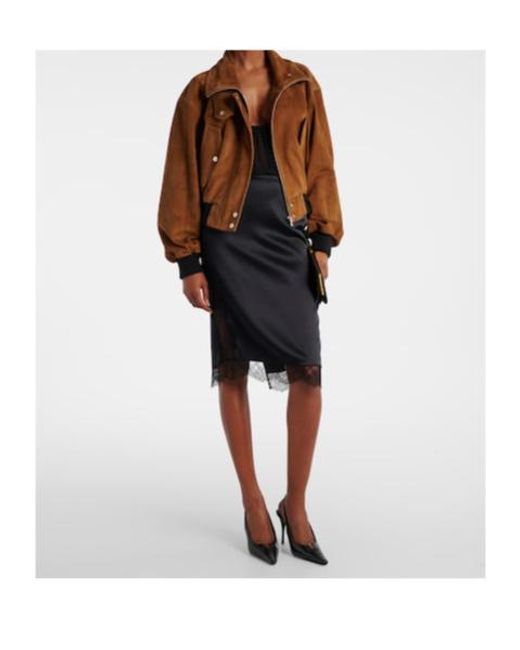 Nour Hammour Brown Briar Suede Bomber Jacket