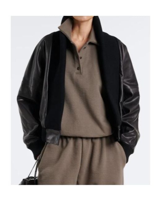 Magda Butrym Brown Cotton-Blend Fleece Polo Sweater