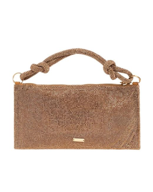 Cult Gaia Brown Logo Plaque Clutch Bag