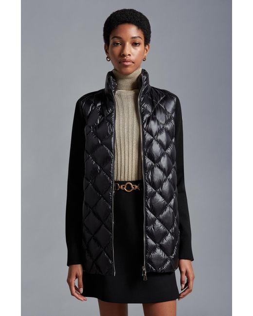 Moncler Black Padded Wool Cardigan