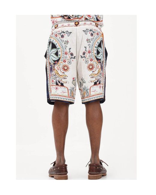 Just Cavalli Gray Printed Drawstring Shorts for men