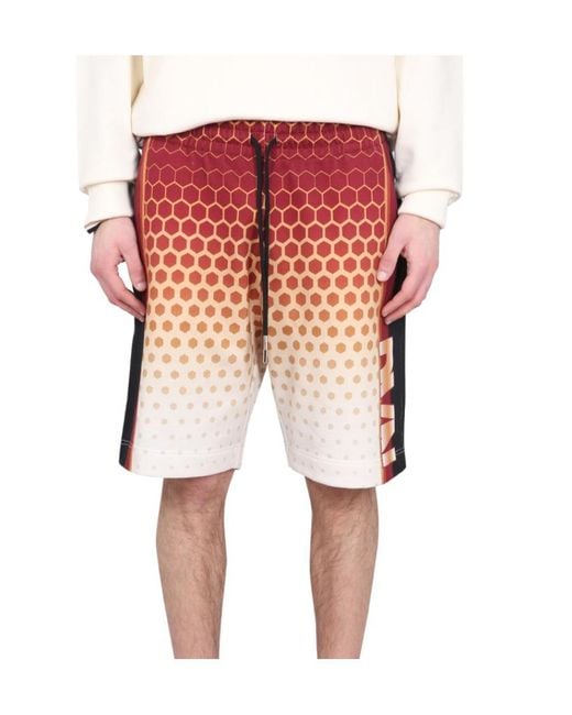 Dries Van Noten Red Logo Printed Drawstring Bermuda Shorts for men