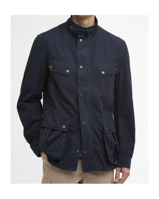 Barbour Blue High Neck Pocket Jacket for men
