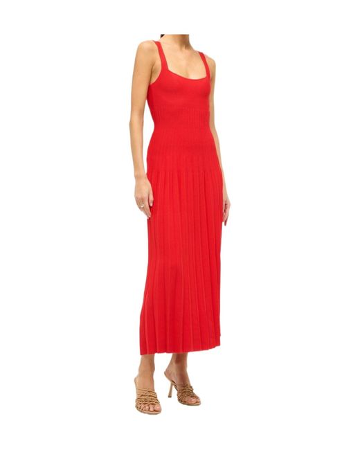 Staud Red Ellison Sleeveless Midi Dress