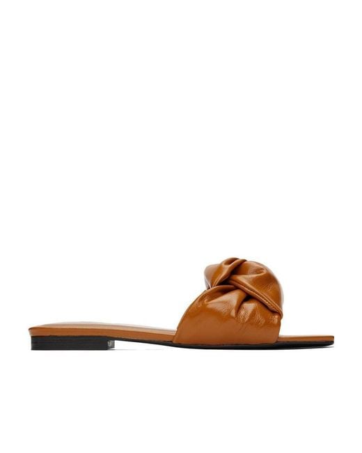 By Far Brown Lima Knot-Detailed Slip-On Sandals