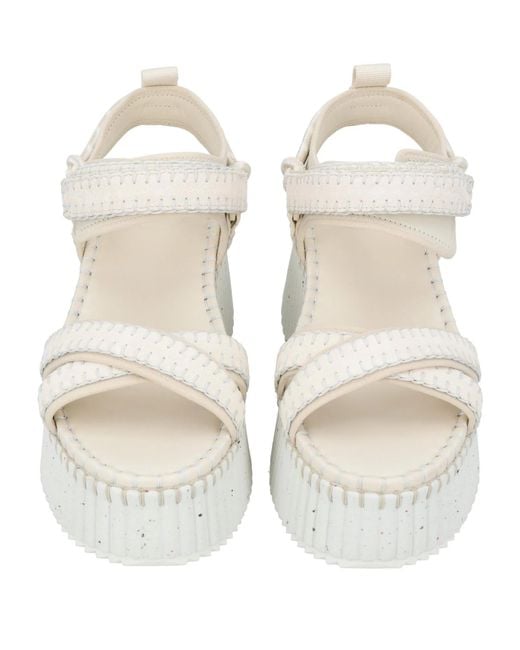Chloé White Suede Mule Sandals