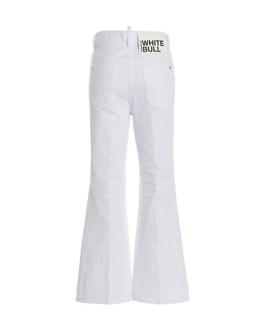 DSquared² White 'Super Flared Cropped' Jeans