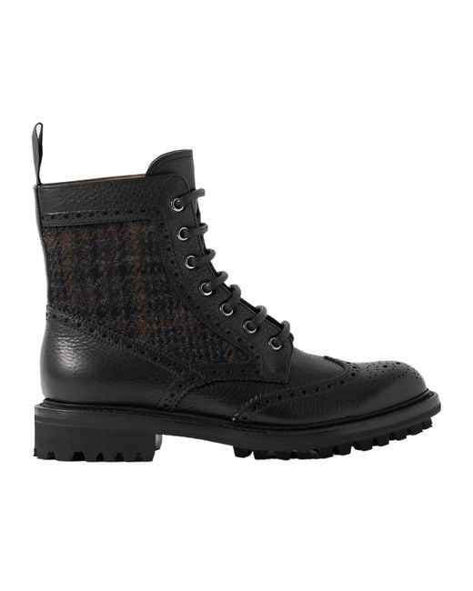 Church's Black Jacquard-Paneled Leather Ankle Boots