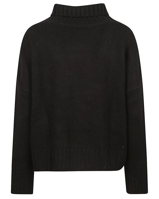 Soft Goat Black Ribbed Turtleneck Knitwear