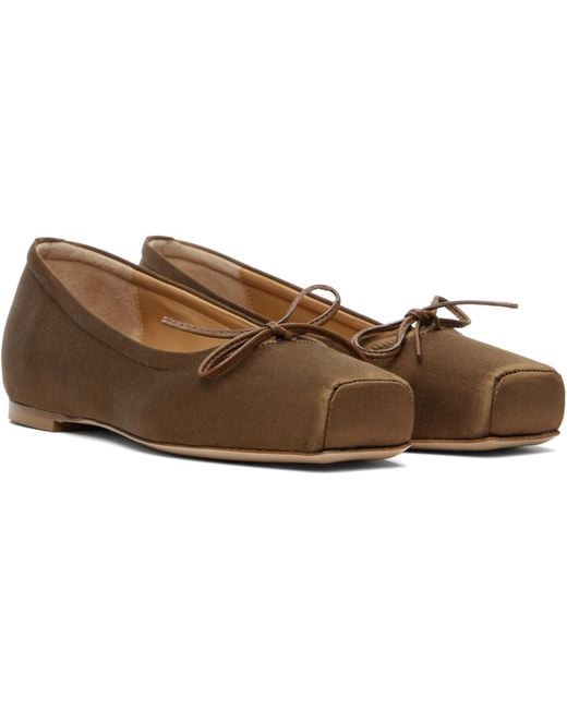 Aeyde Brown Gabriella Satin Ballet Flats