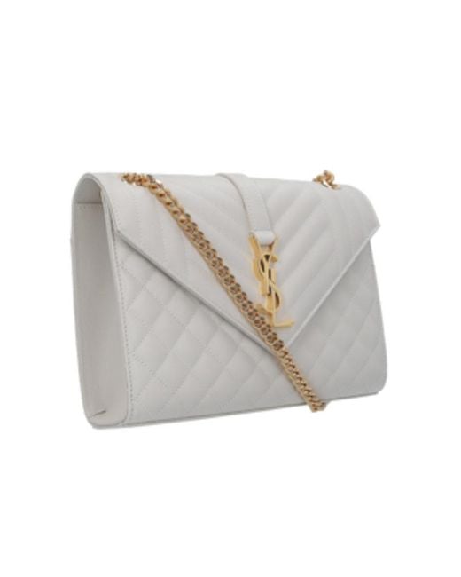 Saint Laurent Gray Matelassé Envelope Medium Shoulder Bag