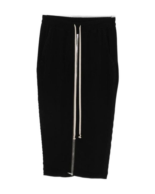 Rick Owens Black Drawstring Midi Skirt