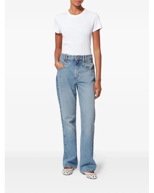 Isabel Marant Blue Isabel Marant Belvia Logo-Patch Flared Jeans