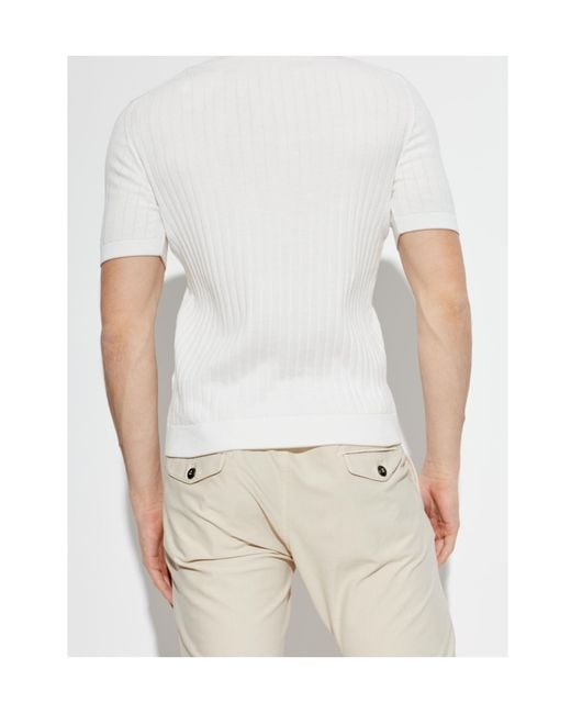 Eleventy White Ribbed Crew-Neck T-Shirt for men