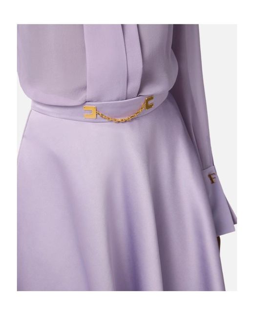 Elisabetta Franchi Purple Duchesse Midi Skirt