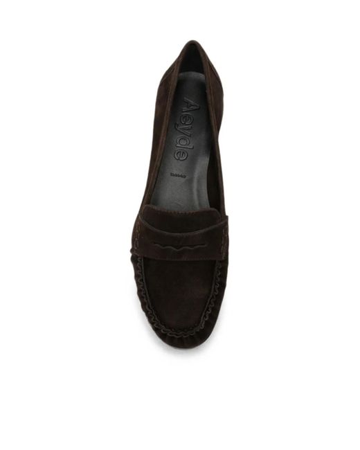Aeyde Black Aldous Suede Penny-Slot Loafers